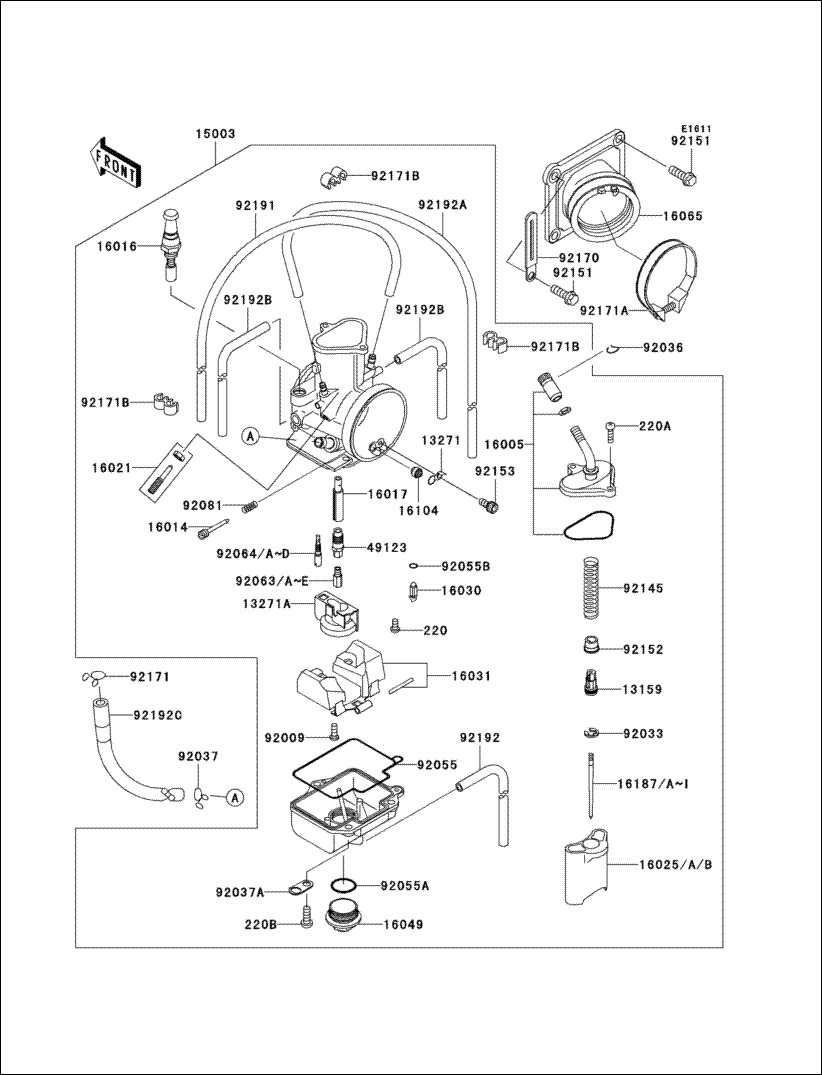 Kawasaki 92063-0001 carburetor kx125 diagram