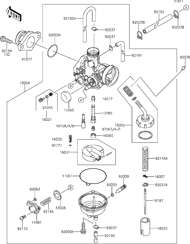 Kawasaki part 92063-0016 carburetor diagram KLX140