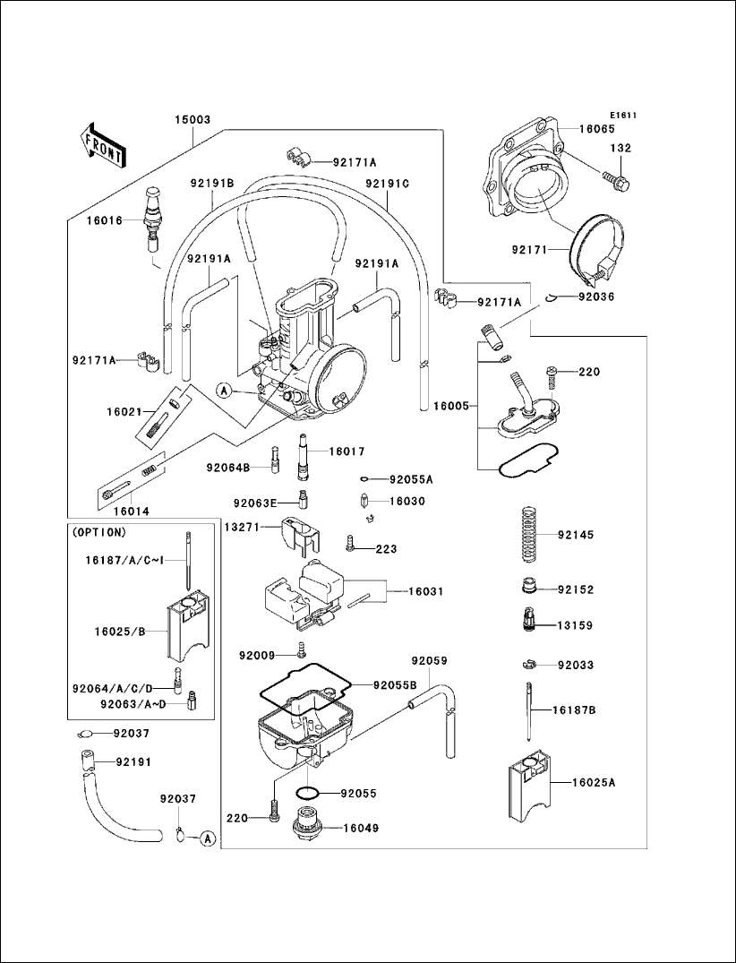 Kawasaki diagram including part 92063-048 carburetor 