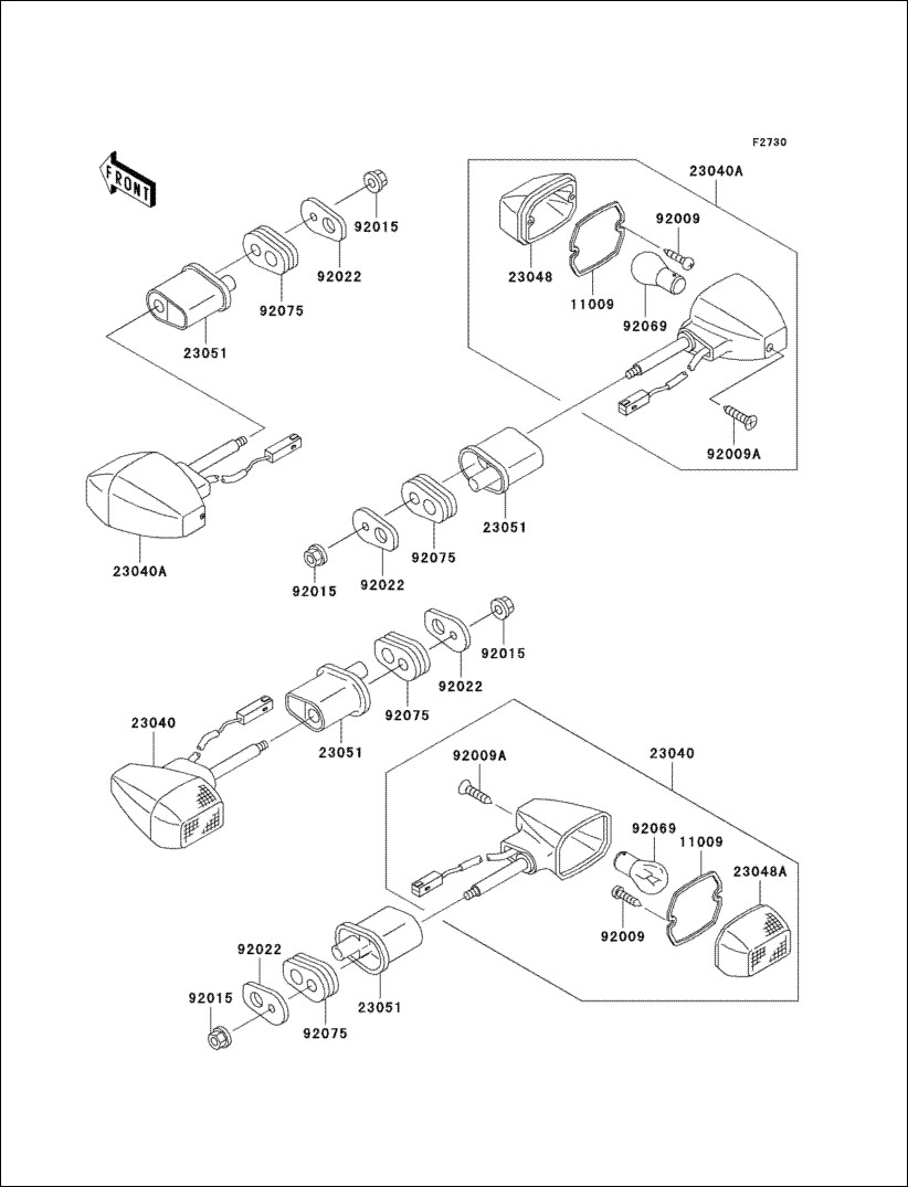 Kawasaki diagram 92075-1698 Indicator grommet rubber