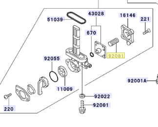Kawasaki diagram 92081-1171 fuel tap spring 