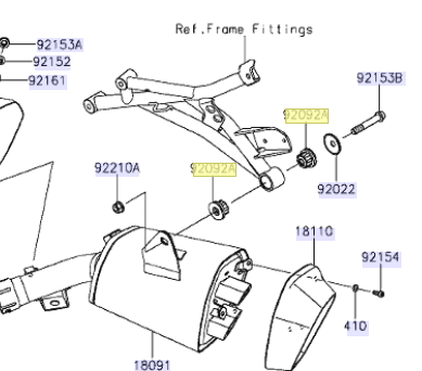 Kawasaki Bushing-Rubber Muffler 92092-1087