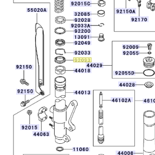 Kawasaki Seal,Fork Outer Tube 92093-1392