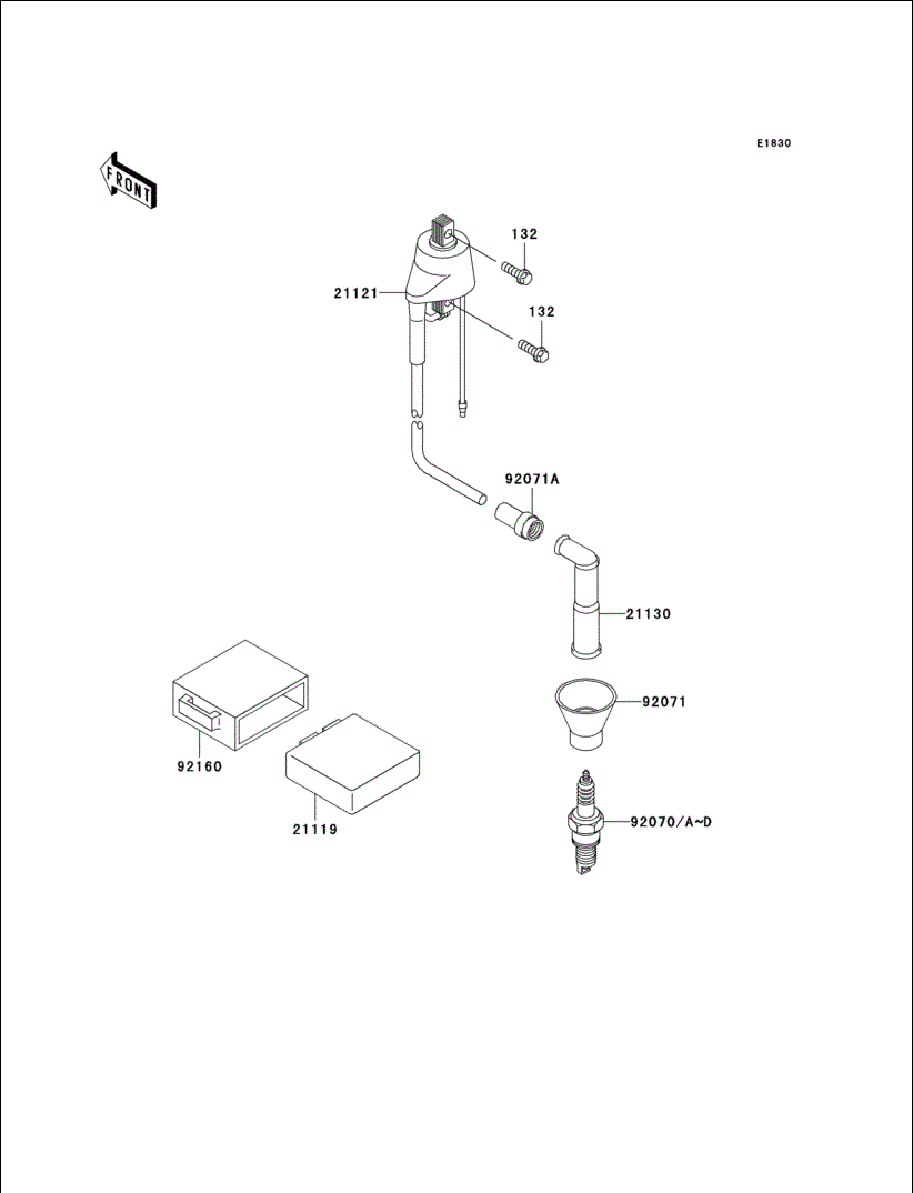 Kawasaki diagram for part 92071-1244 Ignition system rubber grommet plug cap