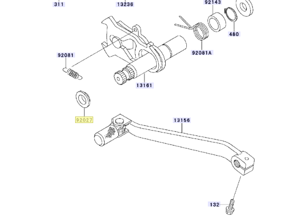 Kawasaki Collar Change Shaft L=5.5 92027-1512