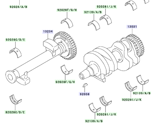 Kawasaki Bushing Balancer Rh Blue OEM 92028-1690