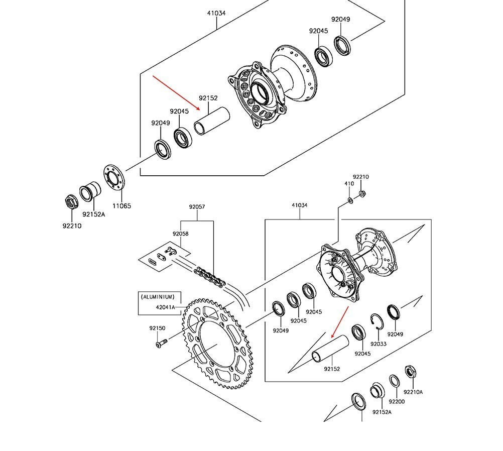 KAWASAKI KX250 KX250F KX450F BEARING TUBE