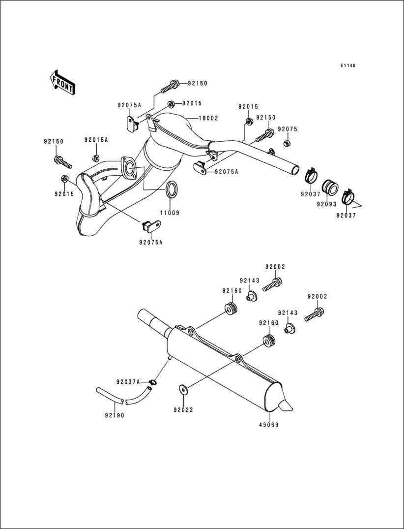 Kawasaki 01 GASKET,EXHAUST PIPE 11009=1922