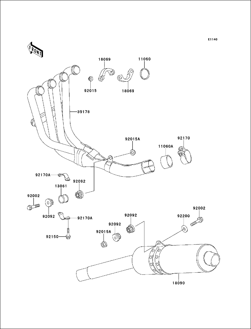 Kawasaki Holder Exhaust 18069-1072