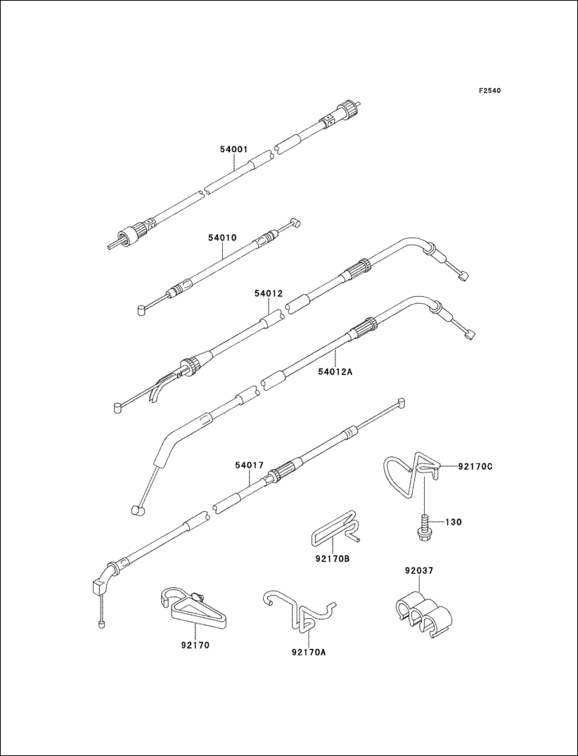 Kawasaki Throttle Cable Closing 54012-1505