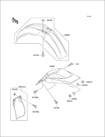 Kawasaki Flap Rear Fender White 35019-1396-RZ