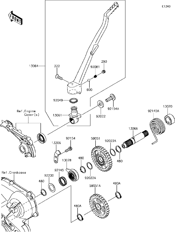 Kawasaki Lever-Assy-Kick 13064-0077