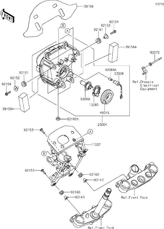 Kawasaki Head Lamp Bracket 11057-4020
