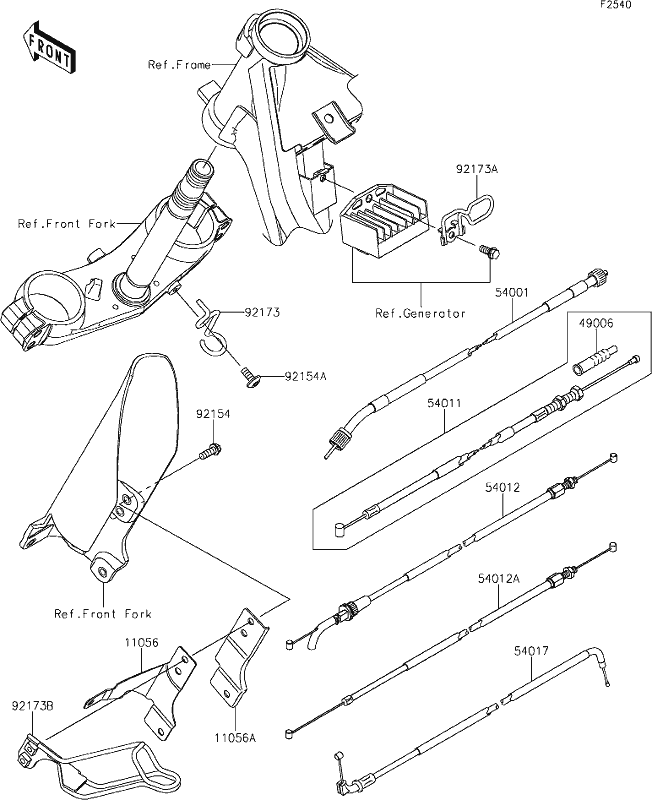 Kawasaki Speedo Cable 54001-0035