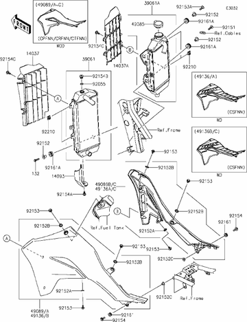 Kawasaki SCREEN,LH,BLACK 1403707756Z