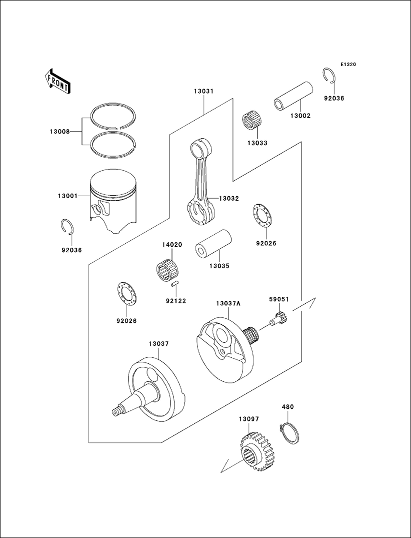 Kawasaki Small End Bearing 13033-1055
