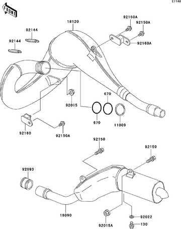 Kawasaki  GASKET,EXHAUST PIPE 11009-1995