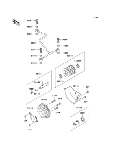 Kawasaki Pump-Assy-Oil 16082-1068