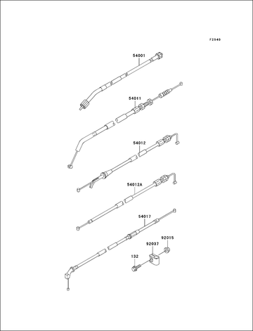 Kawasaki Throttle Cable Closing 54012-0129