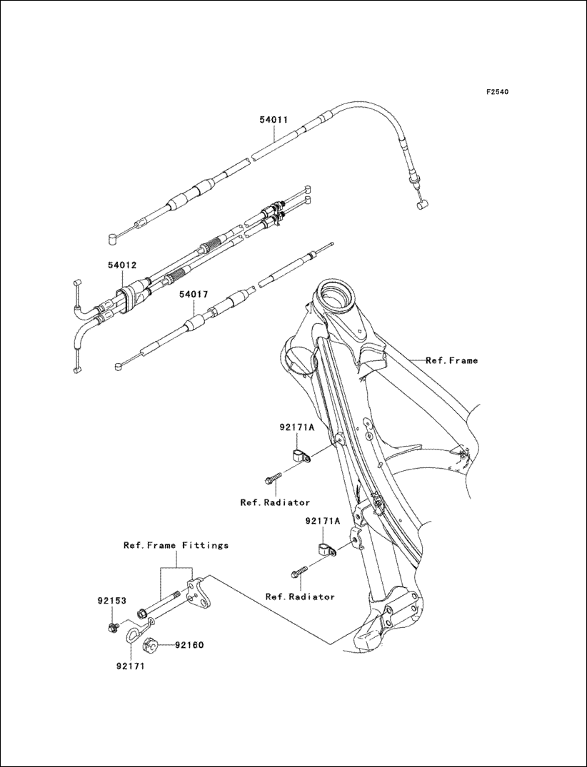 Kawasaki Throttle Cable 54012-0156