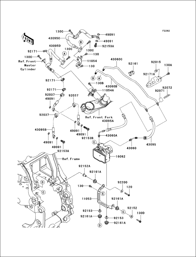 Kawasaki Pipe Brake Hu-Fr Caliper 43060-0017
