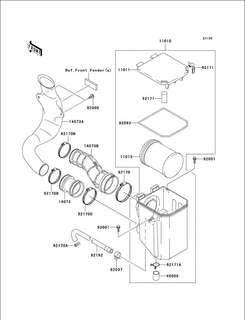 Kawasaki Air Filter 11013-1292