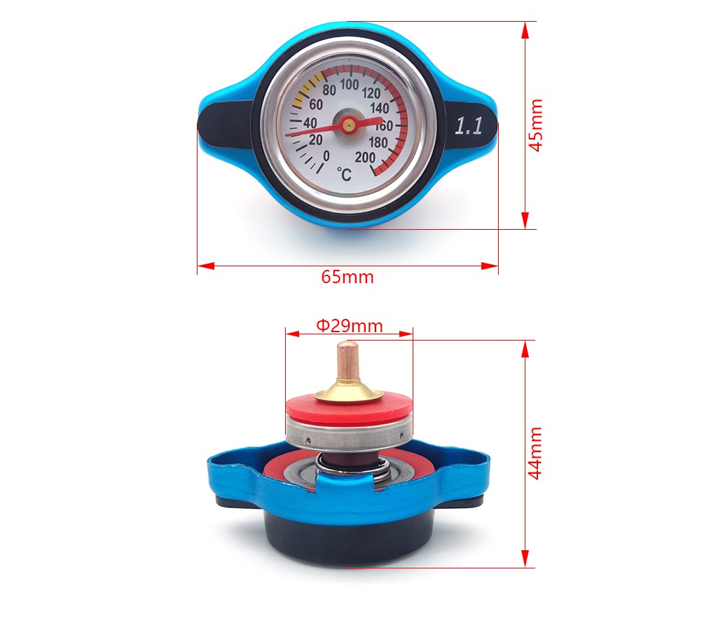 Motorcycle Dirt Bike Water Temperature Gauge With Temperature Display Radiator Cap Cover 1.1 Bar