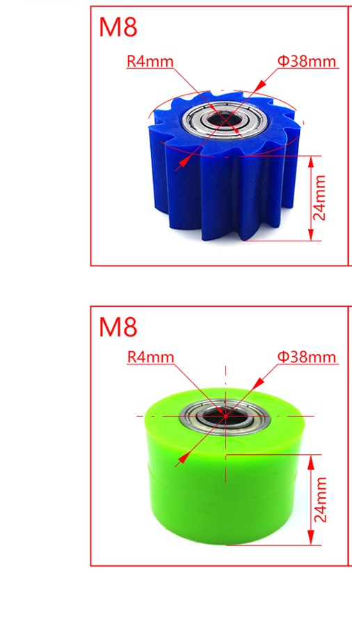 Dirt Bike M8  Tensioner Chain Guide Pulley Slider Chain Roller